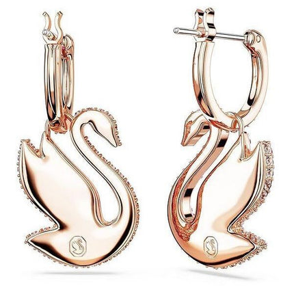 Swarovski Swan Ohrringe mit rosa Kristallen und Roségold-Beschichtung, 5647544, für Damen