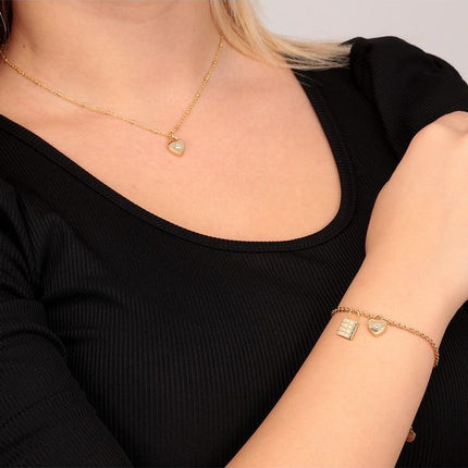 Morellato Abbraccio Halskette und Armband aus goldfarbenem Edelstahl SAUB19 für Damen