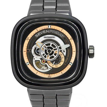 Sevenfriday P-Serie Edelstahl schwarzes Zifferblatt Automatik P2C/01M SF-P2C-01M Herrenuhr