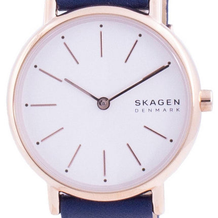 Skagen Signatur Weißes Zifferblatt Blaues Lederarmband Quarz SKW2838 Damenuhr