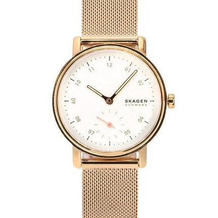 Skagen Kuppel Lille Roségold Edelstahl weißes Zifferblatt Quarz SKW3099 Damenuhr