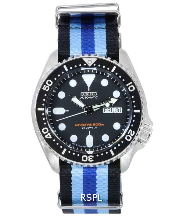 Seiko Schwarzes Zifferblatt Automatische Taucheruhr SKX007J1-var-NATO20 200M Herrenuhr