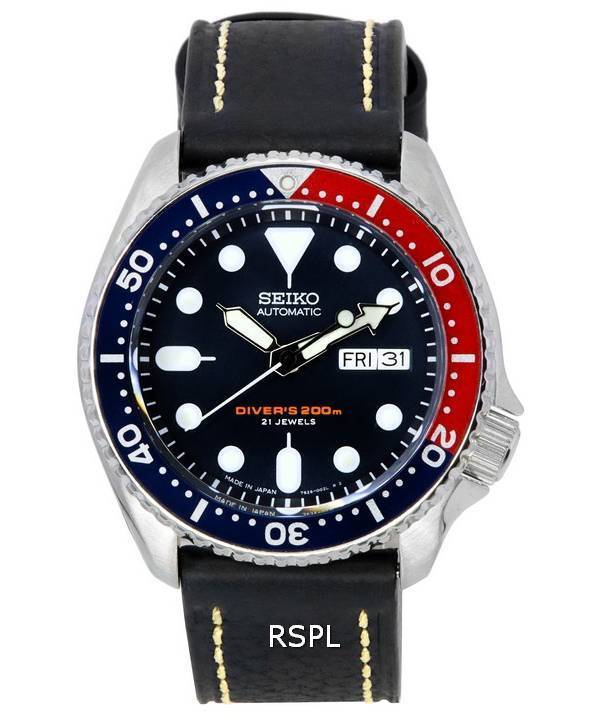 Seiko Automatic Diver's Ratio Schwarzes Leder SKX009J1-LS2 200M Herrenuhr