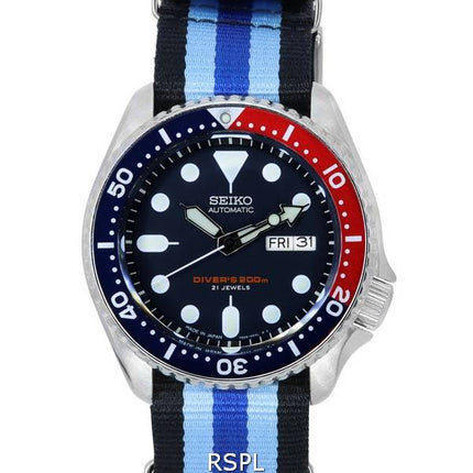 Seiko Blaues Zifferblatt Automatische Taucheruhr SKX009J1-var-NATO20 200M Herrenuhr