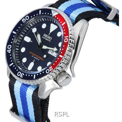 Seiko Blaues Zifferblatt Automatische Taucheruhr SKX009J1-var-NATO20 200M Herrenuhr