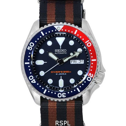 Seiko Blaues Zifferblatt Automatische Taucheruhr SKX009J1-var-NATO22 200M Herrenuhr