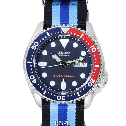 Seiko Blaues Zifferblatt Automatische Taucheruhr SKX009K1-var-NATO20 200M Herrenuhr