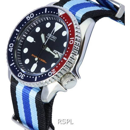 Seiko Blaues Zifferblatt Automatische Taucheruhr SKX009K1-var-NATO20 200M Herrenuhr