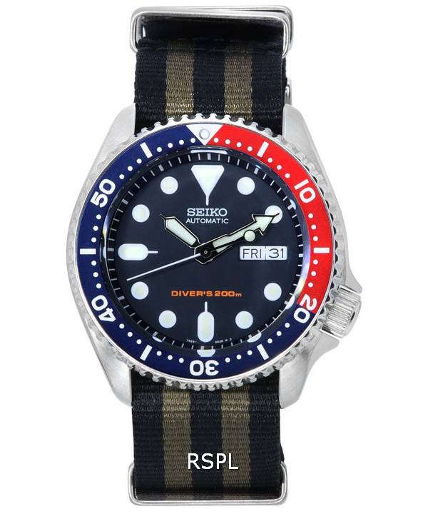 Seiko Blaues Zifferblatt Automatische Taucheruhr SKX009K1-var-NATO21 200M Herrenuhr