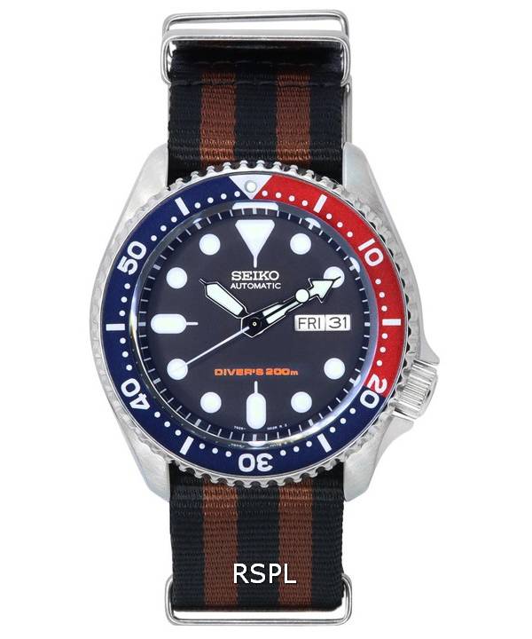 Seiko Blaues Zifferblatt Automatische Taucheruhr SKX009K1-var-NATO22 200M Herrenuhr