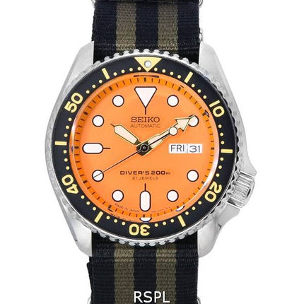 Seiko Orange Zifferblatt Automatische Taucheruhr SKX011J1-var-NATO21 200M Herrenuhr