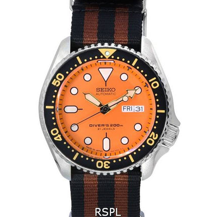 Seiko Orange Zifferblatt Automatische Taucheruhr SKX011J1-var-NATO22 200M Herrenuhr