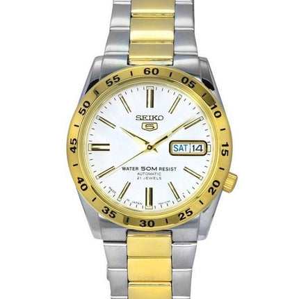 Seiko 5 Two Tone Edelstahl weißes Zifferblatt 21 Juwelen Automatik SNKE04J1 Unisex-Uhr