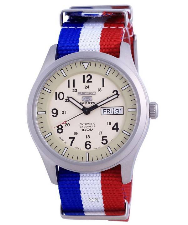 Seiko 5 Sports Military Automatic Japan Made SNZG07J1-var-NATO25 100M Herrenuhr