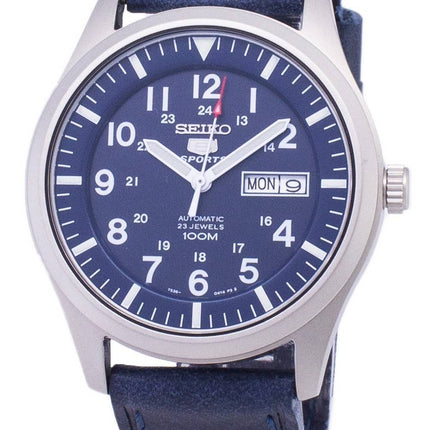 Seiko 5 Sports SNZG11K1-var-LS13 automatische dunkel blau Leder Armband Herrenuhr