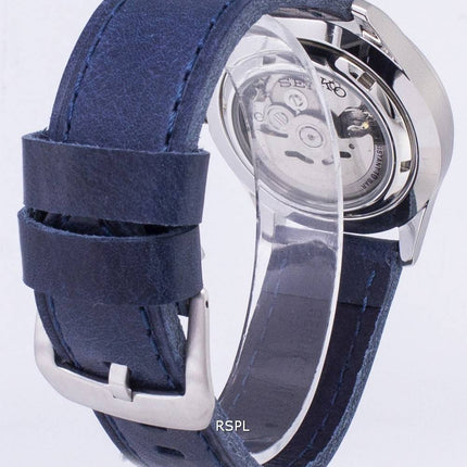 Seiko 5 Sports SNZG11K1-var-LS13 automatische dunkel blau Leder Armband Herrenuhr