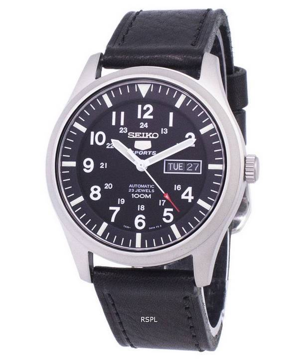 Seiko 5 Sports Automatic Ratio Schwarz Leder SNZG15K1-LS8 Herrenuhr