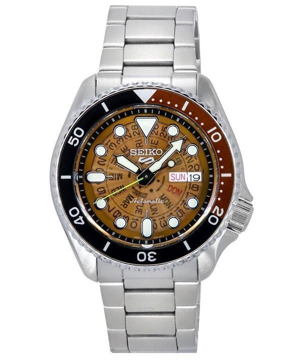 Seiko 5 Sports SKX Style Edelstahl Transparent Orange Zifferblatt Automatik SRPJ47K1 100M Herrenuhr