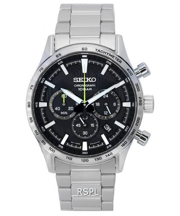 Seiko Urban Sports Chronograph Schwarzes Zifferblatt Quarz SSB413 SSB413P1 SSB413P 100M Herrenuhr