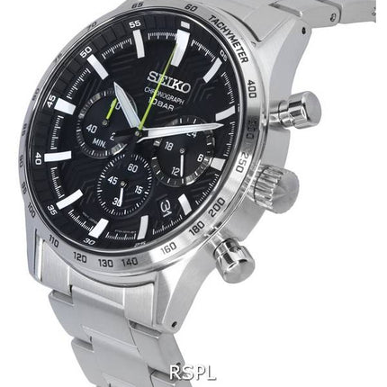 Seiko Urban Sports Chronograph Schwarzes Zifferblatt Quarz SSB413 SSB413P1 SSB413P 100M Herrenuhr