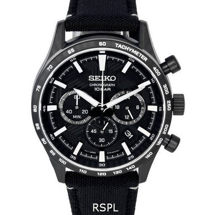 Seiko Urban Sports Chronograph Nylonband schwarzes Zifferblatt Quarz SSB417 SSB417P1 SSB417P 100M Herrenuhr