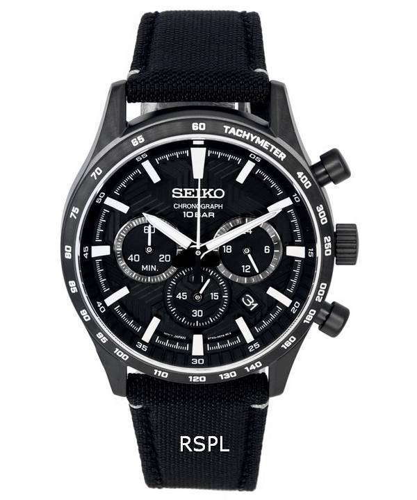 Seiko Urban Sports Chronograph Nylonband schwarzes Zifferblatt Quarz SSB417 SSB417P1 SSB417P 100M Herrenuhr