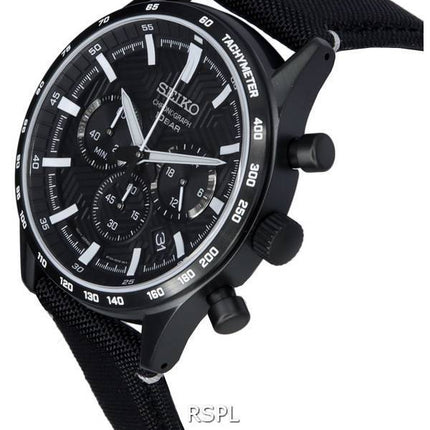 Seiko Urban Sports Chronograph Nylonband schwarzes Zifferblatt Quarz SSB417 SSB417P1 SSB417P 100M Herrenuhr