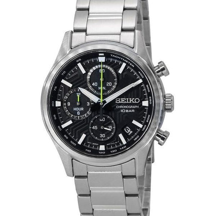 Seiko Conceptual Chronograph, schwarzes Zifferblatt, Quarz, SSB419P1, 100 m, Herrenuhr