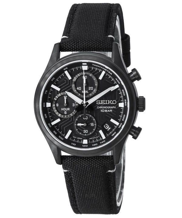 Seiko Conceptual Chronograph, Nylonarmband, schwarzes Zifferblatt, Quarz, SSB421P1, 100 m, Herrenuhr