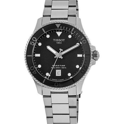 Tissot T-Sport Seastar 1000 Edelstahl schwarzes Zifferblatt Quarz Taucheruhr T120.210.11.051.00 300M Unisex