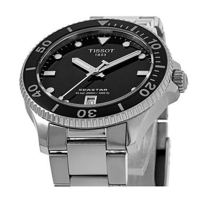 Tissot T-Sport Seastar 1000 Edelstahl schwarzes Zifferblatt Quarz Taucheruhr T120.210.11.051.00 300M Unisex