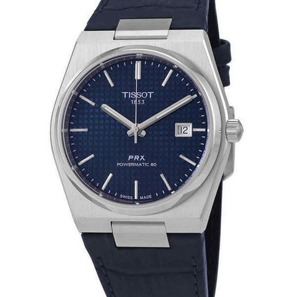 Tissot PRX Powermatic 80 Lederarmband, blaues Zifferblatt, Automatik T137.407.16.041.00 100M Herrenuhr