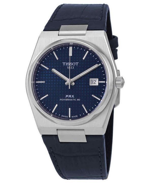 Tissot PRX Powermatic 80 Lederarmband, blaues Zifferblatt, Automatik T137.407.16.041.00 100M Herrenuhr