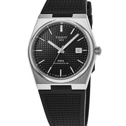 Tissot T-Classic PRX Powermatic 80 Kautschukarmband schwarzes Zifferblatt Automatik T137.407.17.051.00 100M Herrenuhr