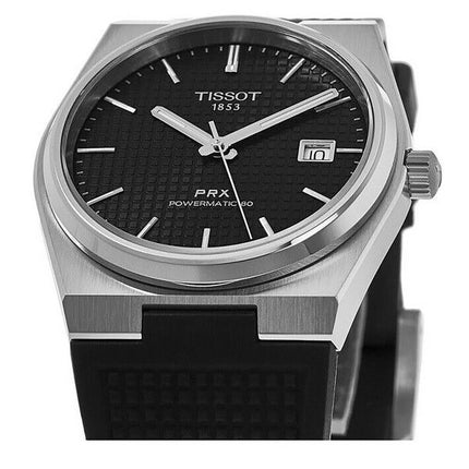 Tissot T-Classic PRX Powermatic 80 Kautschukarmband schwarzes Zifferblatt Automatik T137.407.17.051.00 100M Herrenuhr