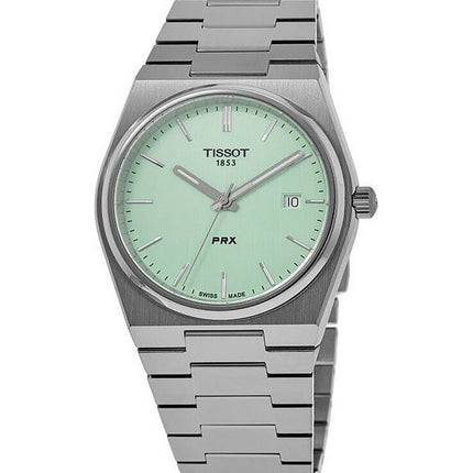 Tissot T-Classic PRX Edelstahl hellgrünes Zifferblatt Quarz T137.410.11.091.01 100M Unisex-Uhr