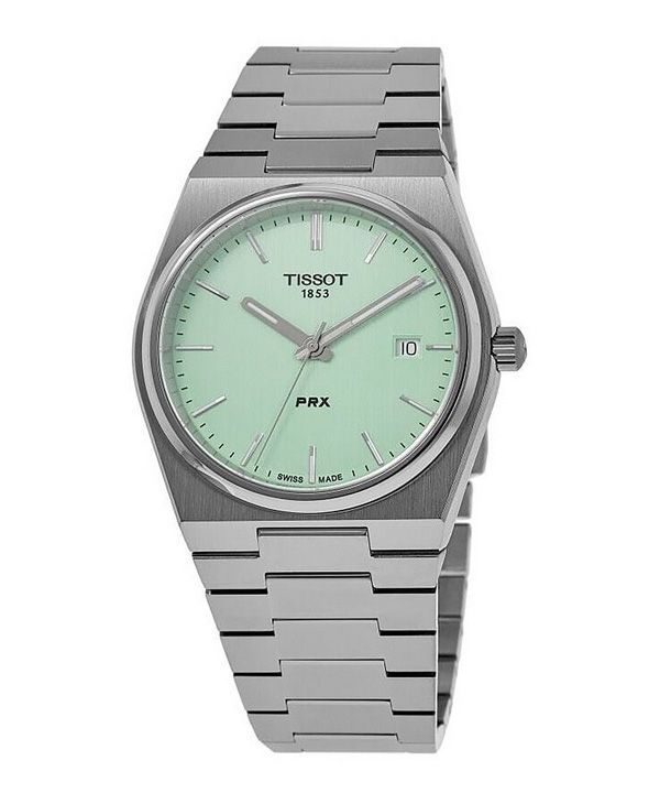 Tissot T-Classic PRX Edelstahl hellgrünes Zifferblatt Quarz T137.410.11.091.01 100M Unisex-Uhr