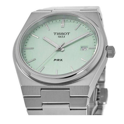 Tissot T-Classic PRX Edelstahl hellgrünes Zifferblatt Quarz T137.410.11.091.01 100M Unisex-Uhr