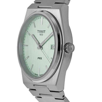 Tissot T-Classic PRX Edelstahl hellgrünes Zifferblatt Quarz T137.410.11.091.01 100M Unisex-Uhr