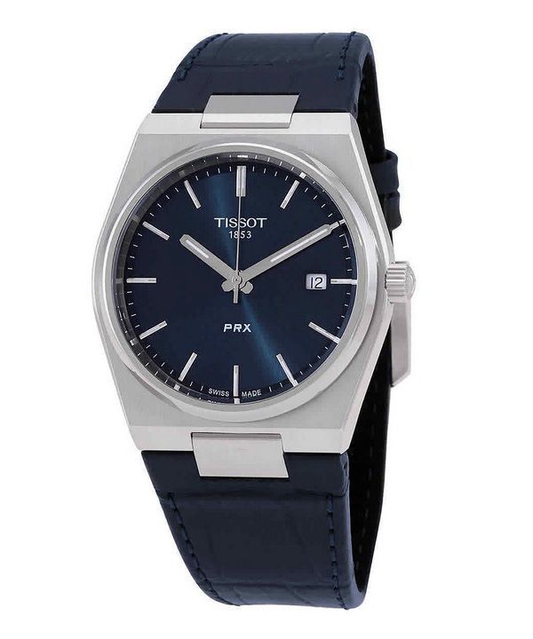 Tissot T-Classic PRX Lederarmband blaues Zifferblatt Quarz T137.410.16.041.00 100M Herrenuhr