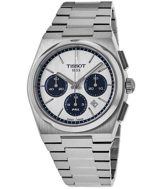 Tissot PRX T-Classic Chronograph, weißes Zifferblatt, Automatik, T137.427.11.011.01, 100 m, Herrenuhr