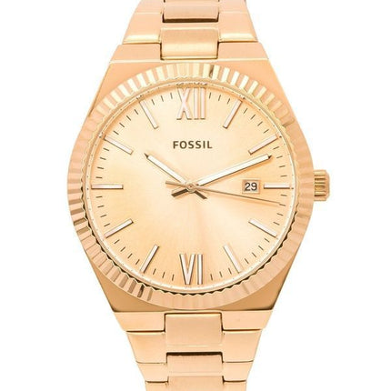 Generalüberholte Fossil Scarlette Roségold Edelstahl Roségold Sunray Zifferblatt Quarz ES5258 Damenuhr