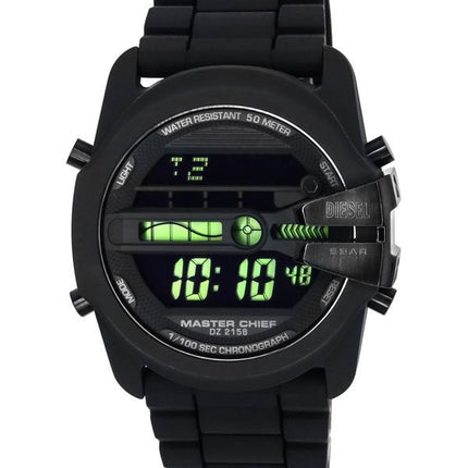 Generalüberholte Diesel Master Chief Digital Silikonarmband schwarzes Zifferblatt Quarz DZ2158 Herrenuhr