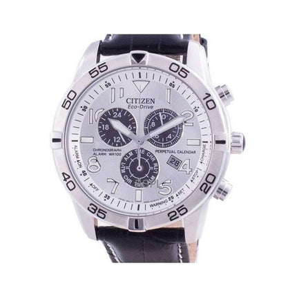 Überholte Citizen Perpetual Calendar Chronograph Silbernes Zifferblatt Eco-Drive BL5470-14A 100M Herrenuhr