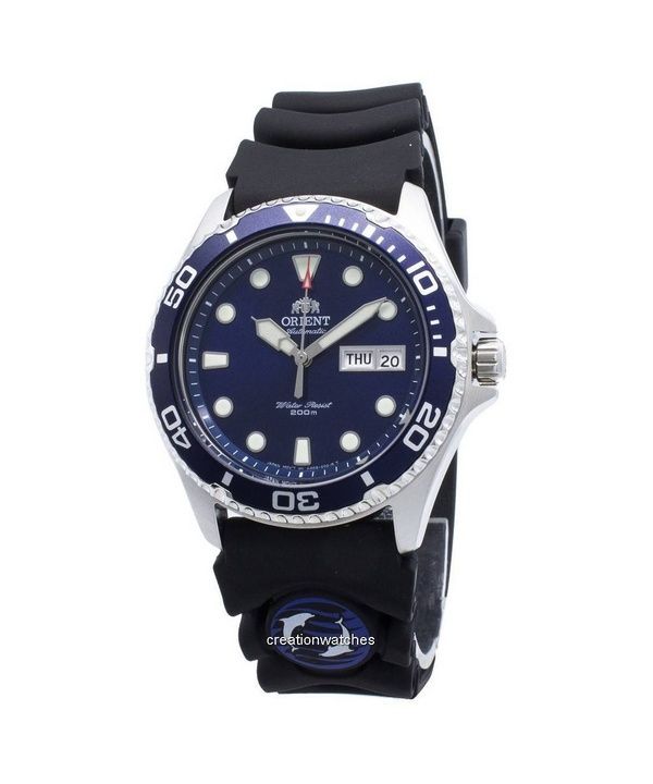 Überholte Orient Ray II Kautschukarmband blaues Zifferblatt Automatik FAA02008D9 200M Herrenuhr