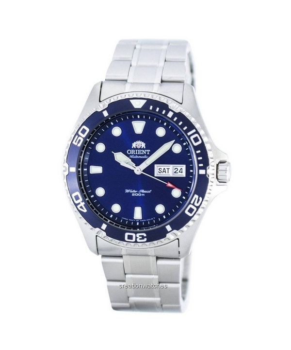 Überholte Orient Ray II Edelstahl blaues Zifferblatt Automatik FAA02005D9 200M Herrenuhr