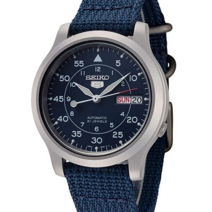 Generalüberholte Seiko 5 Nylonarmband blaues Zifferblatt Automatik 21 Steine SNK807K2 Herrenuhr