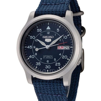 Generalüberholte Seiko 5 Militär-Nylonarmband blaues Zifferblatt Automatik 21 Steine SNK807K2 Herrenuhr