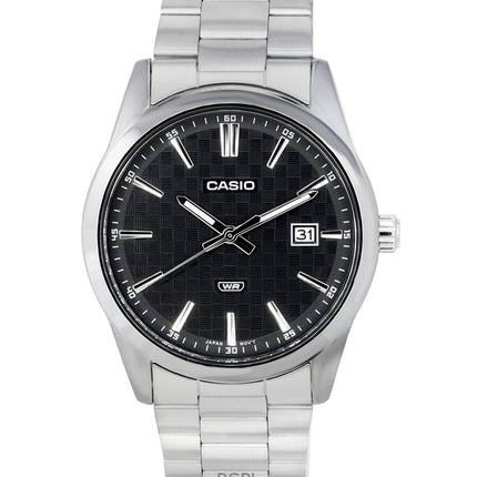 Überholte Casio Analog Edelstahl schwarzes Zifferblatt Quarz MTP-VD03D-1A Herrenuhr