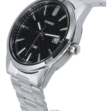 Überholte Casio Analog Edelstahl schwarzes Zifferblatt Quarz MTP-VD03D-1A Herrenuhr